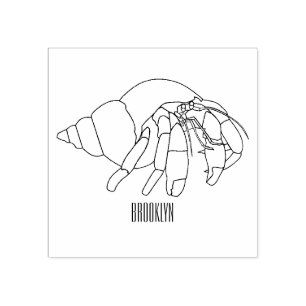 Hermit Crab Cartoon Illustration Gummistempel