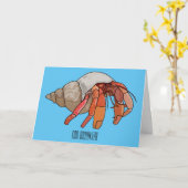 Hermit Crab Cartoon Illustration Karte (Gelbe Blume)