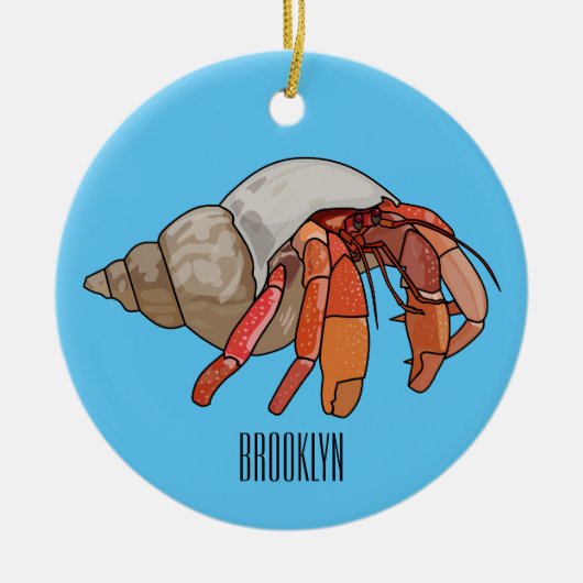 Hermit Crab Cartoon Illustration Keramik Ornament (Vorne)