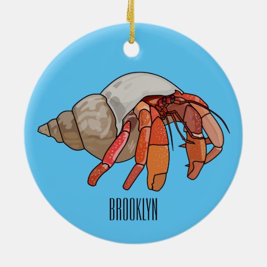 Hermit Crab Cartoon Illustration Keramik Ornament (Hinten)