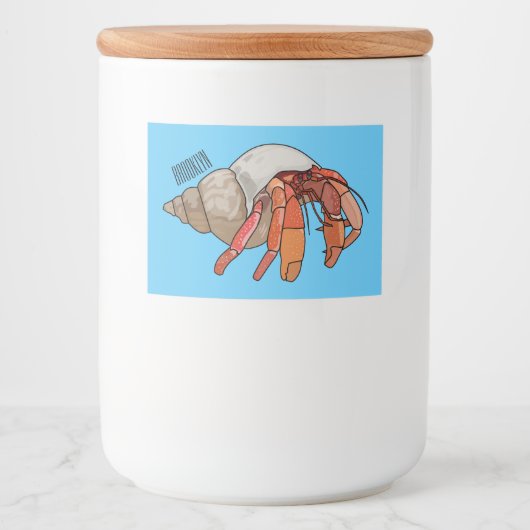 Hermit Crab Cartoon Illustration Lebensmitteletikett (Vorderseite)