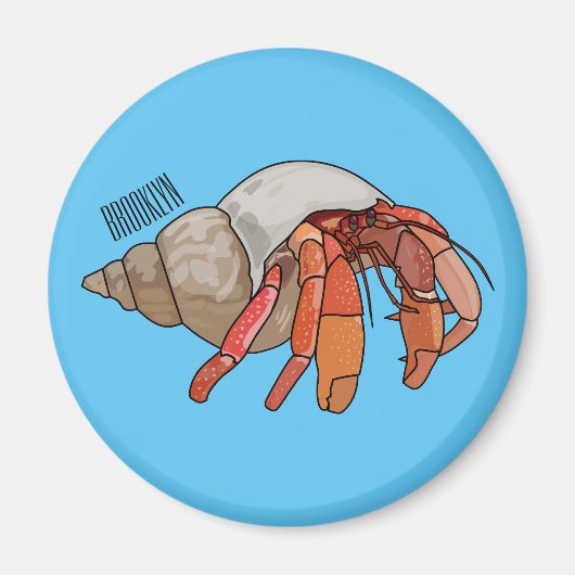 Hermit Crab Cartoon Illustration Magnet (Vorne)