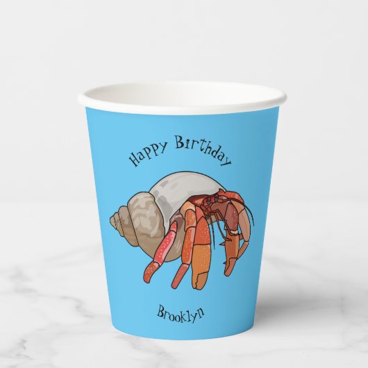 Hermit Crab Cartoon Illustration Pappbecher (Vorderseite)