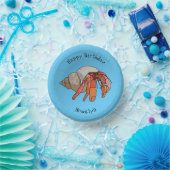 Hermit Crab Cartoon Illustration Pappteller (Party)