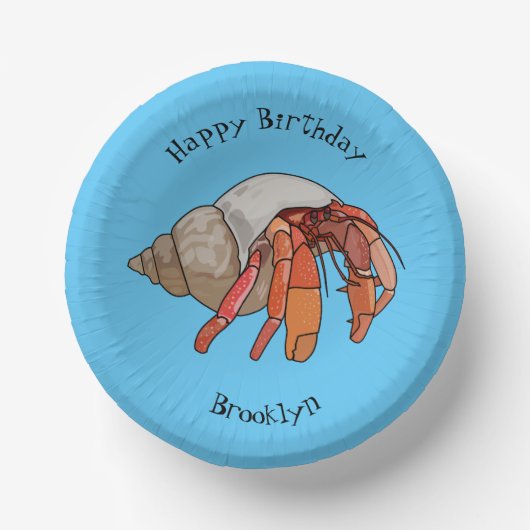 Hermit Crab Cartoon Illustration Pappteller (Vorderseite)