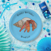 Hermit Crab Cartoon Illustration Pappteller (Party)