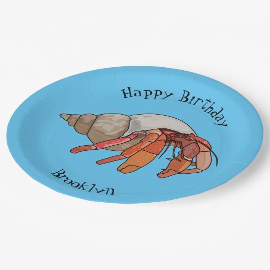 Hermit Crab Cartoon Illustration Pappteller (Schrägansicht)
