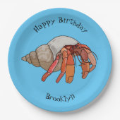 Hermit Crab Cartoon Illustration Pappteller (Vorderseite)