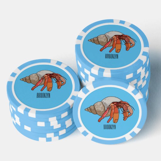 Hermit Crab Cartoon Illustration Pokerchips (Stapel)