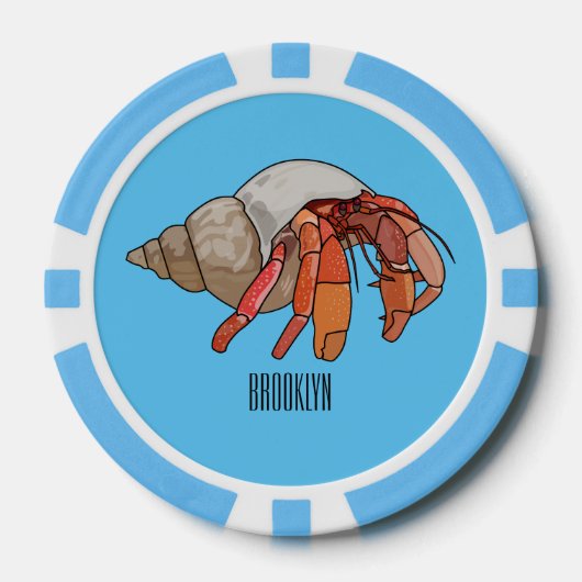 Hermit Crab Cartoon Illustration Pokerchips (Vorderseite)