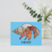 Hermit Crab Cartoon Illustration Postkarte (Stehend Vorderseite)