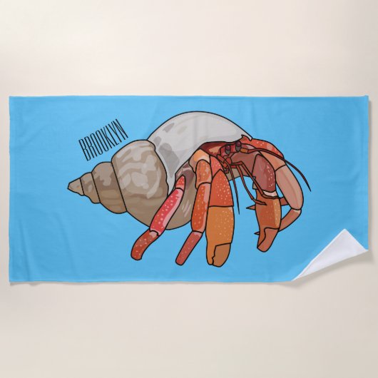 Hermit Crab Cartoon Illustration Strandtuch (Vorderseite)
