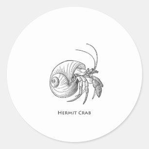 Hermit Crab Illustration (line art) Runder Aufkleber