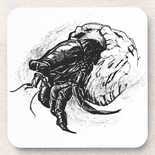 Hermit Crab in Black Getränkeuntersetzer (Vorderseite)