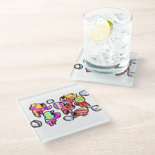 Hermit crabs summer  glasuntersetzer (Schrägansicht)