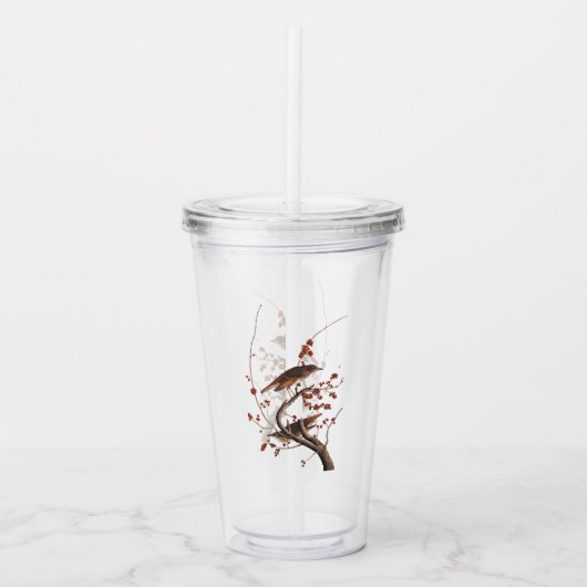 Hermit Thrush Audubon Bird mit Red Berries Acryltrinkbecher (Vorderseite)