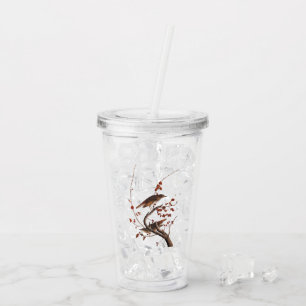 Hermit Thrush Audubon Bird mit Red Berries Acryltrinkbecher