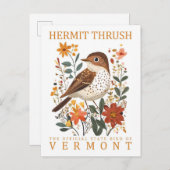 Hermit Thrush Bird von Vermont Travel Postkarte (Vorne/Hinten)