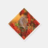 Hermit Thrush Songbird am Scarlet Firethorn Serviette (Ecke)