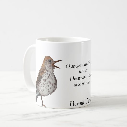 Hermit Thrush Walt Whitman White Coffee Tasse (Vorderseite Links)