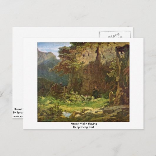 Hermit Violin Playing by Spitzweg Carl Postkarte (Vorne/Hinten)