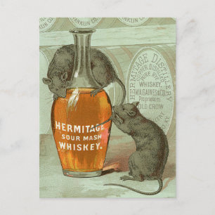 Hermitage Sour Mash Whiskey und mit zwei Ratten Postkarte