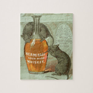 Hermitage Sour Mash Whiskey-Werbung mit zwei Ratte Puzzle