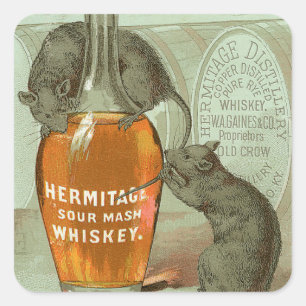 Hermitage Sour Mash Whiskey-Werbung mit zwei Ratte Quadratischer Aufkleber