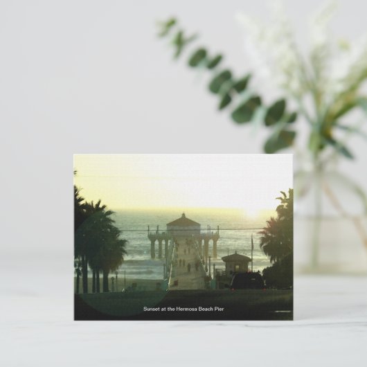 Hermosa Beach Pier Sunset Postcard Postkarte (Stehend Vorderseite)