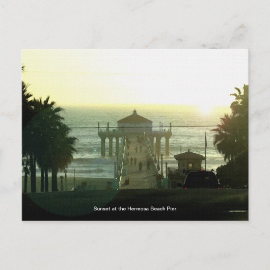 Hermosa Beach Pier Sunset Postcard Postkarte (Vorderseite)