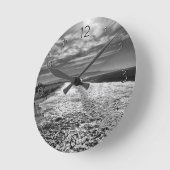 Hermosa Beach, Schwarzweiß-Foto Runde Wanduhr (Winkel)