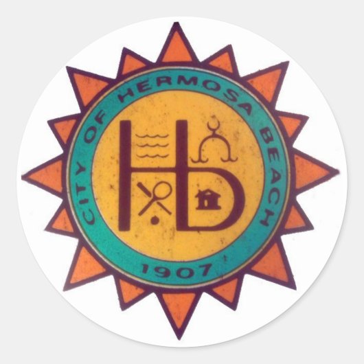 Hermosa Beach Siegel Runder Aufkleber (Vorderseite)