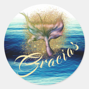 Hermosa y mágica sirena Kolabaum salpicadura en Runder Aufkleber