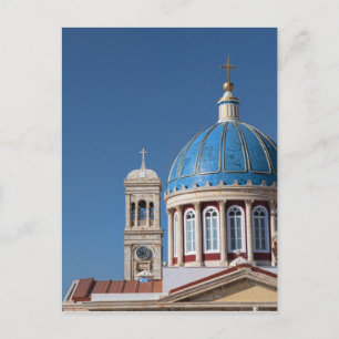 Hermoupolis, Syros Island, Griechenland. Blaue Kup Postkarte