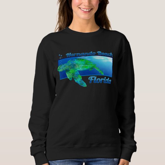 Hernando Beach Florida Swimming Sea Turtle Sweatshirt (Vorderseite)