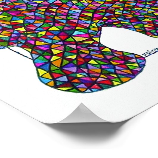 Hernando Stached Glass Hippo Poster (Ecke)