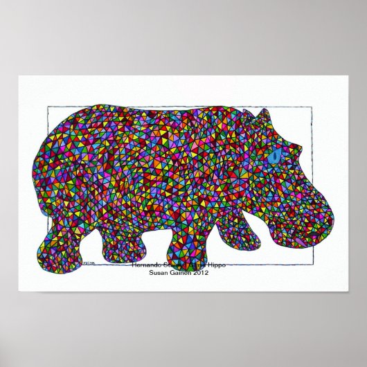 Hernando Stached Glass Hippo Poster (Vorne)