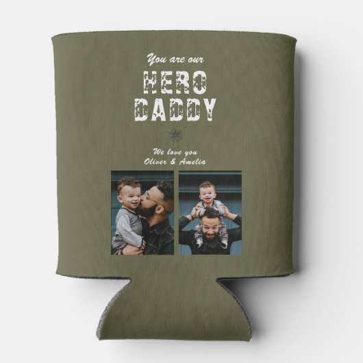 Hero Daddy Vatertag 2 FotoCollage Dosenkühler (Rückseite)