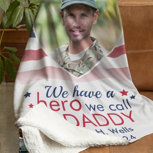 Hero Daddy Veteran Personalisiert America Flag Fleecedecke