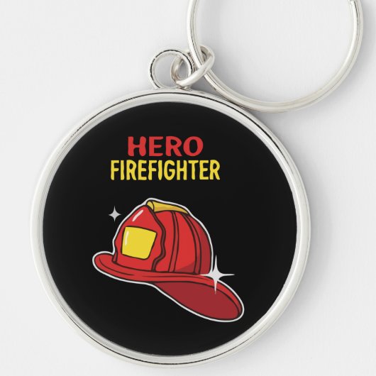 Hero Firefighter Cartoon Red Helmet Wertschätzung Schlüsselanhänger (Vorne)