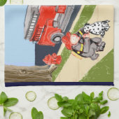 Hero Fireman & Dalmatiner Küchentuch (Gefaltet)