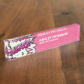 HERO Fun Retro Comic Buch Rosa Namensplakette (Seite)