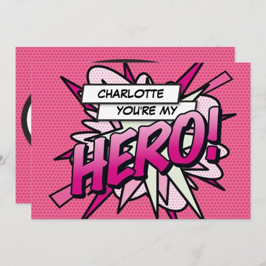 HERO Fun Retro Comic Pop Kunst Einladung (Vorne/Hinten)