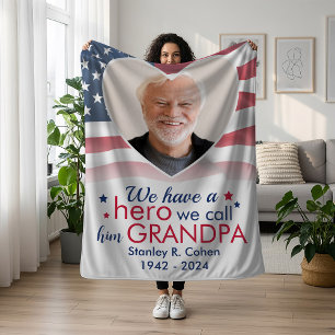 Hero Grandpa Veteran Flag Personalisiert Amerika Fleecedecke
