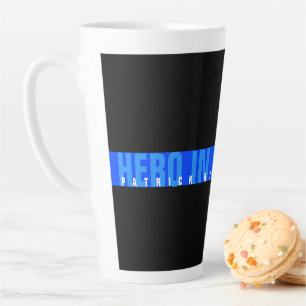 Hero in Blue Police Thin Blue Line Monogramm Name Milchtasse