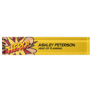 HERO Lustige Retro-Comic-Book Namensplakette