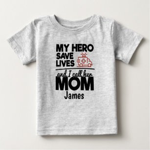 Hero Mama Personalisiert Ambulance Baby T - Shirt
