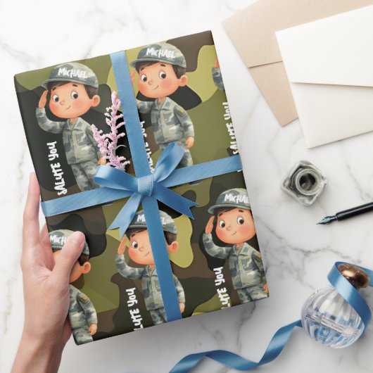Hero Salute Military Wrapping Paper Geschenkpapier (Schenken)