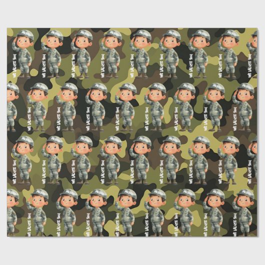 Hero Salute Military Wrapping Paper Geschenkpapier (Flach)