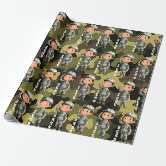 Hero Salute Military Wrapping Paper Geschenkpapier (Ungerollt)
